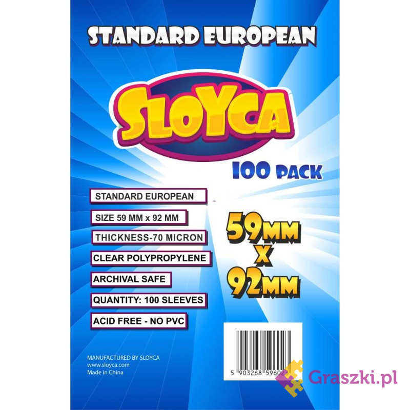 Koszulki na karty Sloyca (59x92 mm) "Standard European", 100 sztuk Koszulki na karty Sloyca (59x92 mm) "Standard European", 100 sztuk