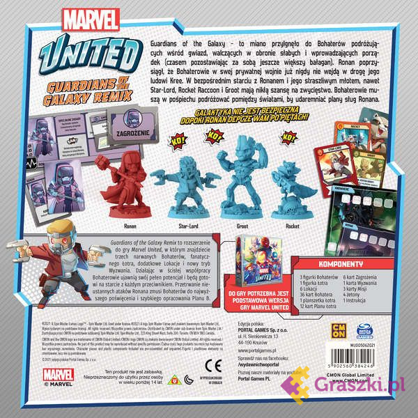 Marvel United: Guardians of the Galaxy Remix tył Marvel United: Guardians of the Galaxy Remix tył