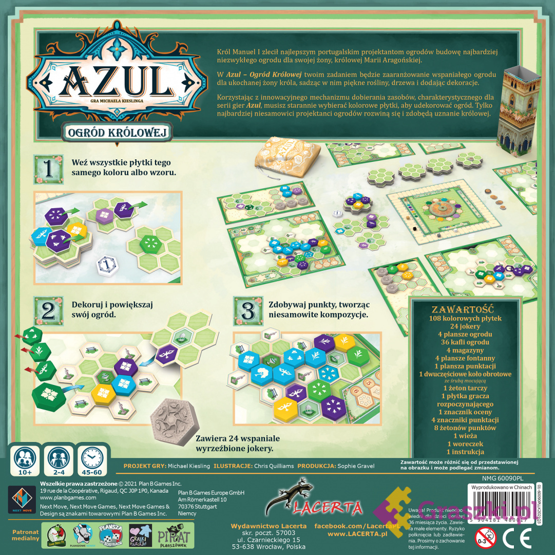 Azul: Ogród Królowej tył pudełka Azul: Ogród Królowej tył pudełka