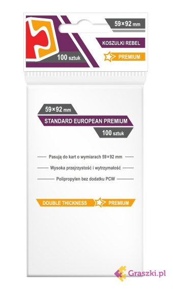 Koszulki na karty Rebel (59x92 mm) "Standard European Premium", 100 sztuk Koszulki na karty Rebel (59x92 mm) "Standard European Premium", 100 sztuk