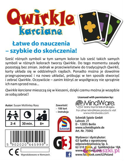 Qwirkle karciane tył Qwirkle karciane tył