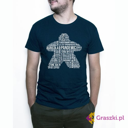 Koszulka “Biały Meeple” dla niego niebieska Koszulka “Biały Meeple” dla niego niebieska