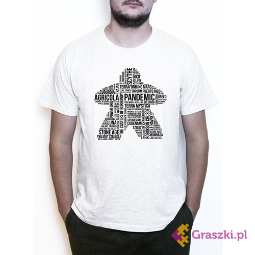 Koszulka “Czarny Meeple” dla niego biała Koszulka “Czarny Meeple” dla niego biała