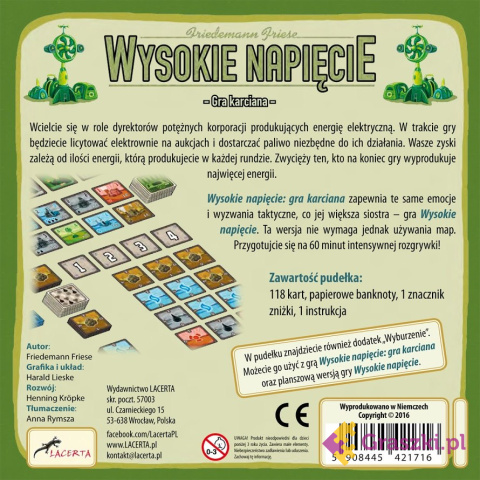 Wysokie napięcie: Gra karciana opakowanie tył Wysokie napięcie: Gra karciana opakowanie tył
