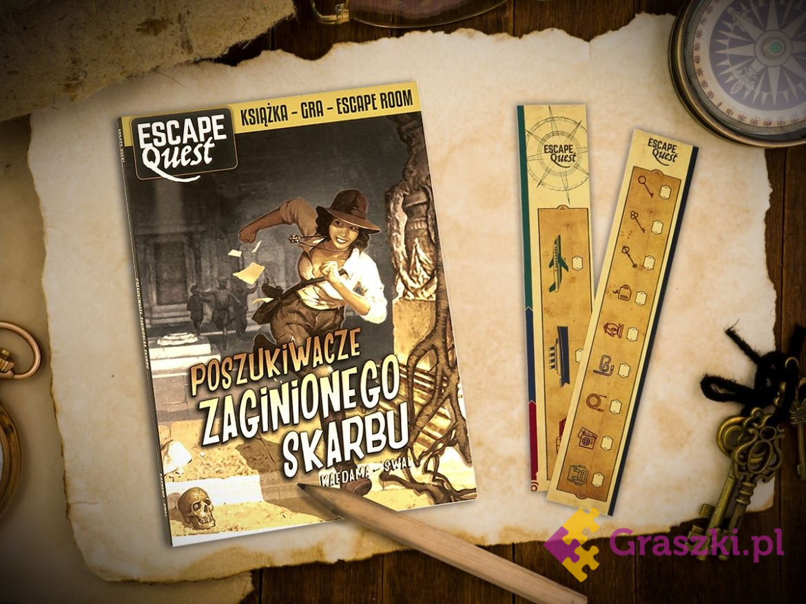 Escape Quest. Poszukiwacze zaginionego skarbu. Książka z łamigłówkami okładka Escape Quest. Poszukiwacze zaginionego skarbu. Książka z łamigłówkami okładka