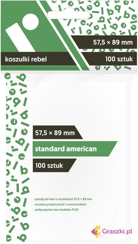 Koszulki na karty Rebel (57,5x89 mm) "Standard American", 100 sztuk Koszulki na karty Rebel (57,5x89 mm) "Standard American", 100 sztuk