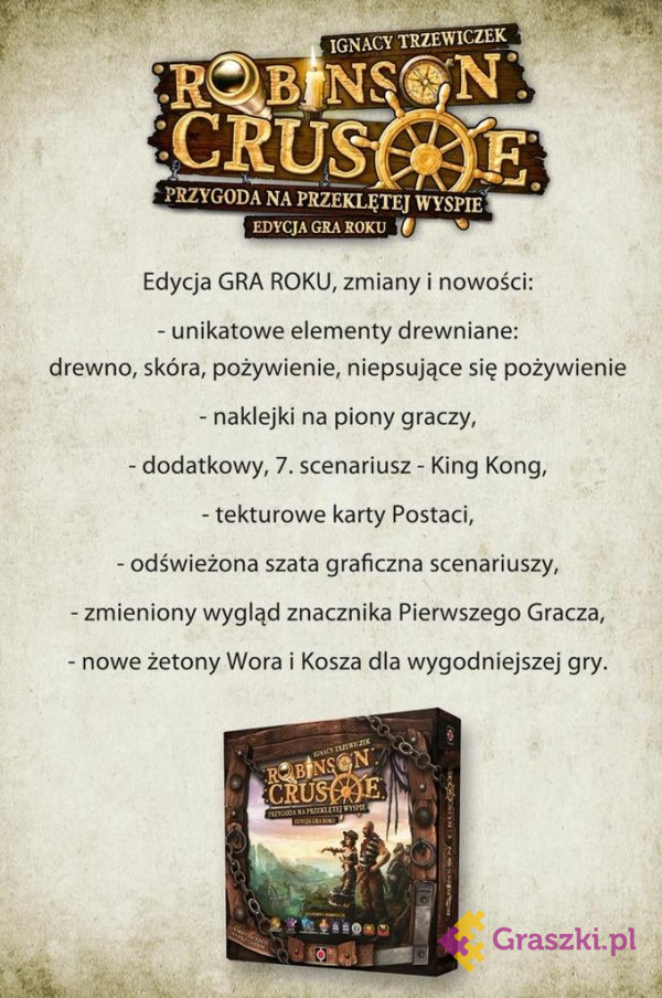 Robinson Crusoe: Przygoda na przeklętej wyspie (edycja gra roku) tył Robinson Crusoe: Przygoda na przeklętej wyspie (edycja gra roku) tył