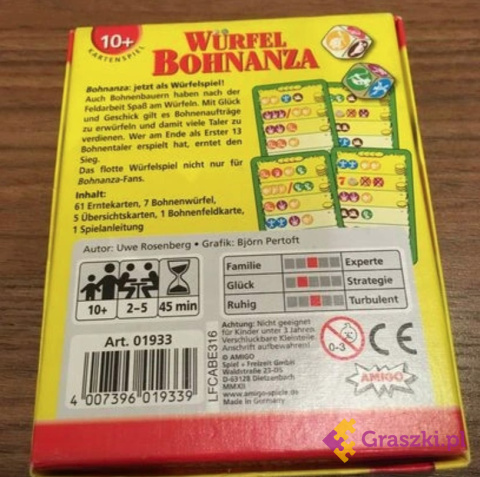 Wurfel Bohnanza tył Wurfel Bohnanza tył