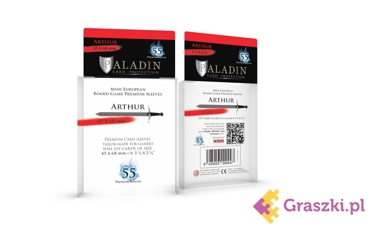 Koszulki na karty Arthur (45x68) Premium Mini European, 55 sztuk | Paladin ROZKLEJONA FOLIA OPAKOWANIA Koszulki na karty Arthur (45x68) Premium Mini European, 55 sztuk | Paladin ROZKLEJONA FOLIA OPAKOWANIA