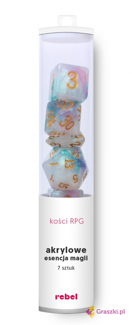 Komplet kości REBEL RPG - Akrylowe - Esencja Magii Komplet kości REBEL RPG - Akrylowe - Esencja Magii