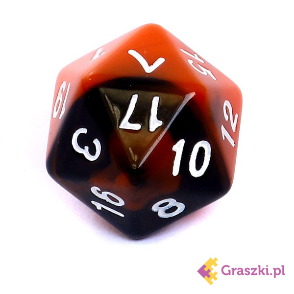 Komplet kości REBEL RPG - Dwukolorowe - Pomarańczowo-czarne k20 Komplet kości REBEL RPG - Dwukolorowe - Pomarańczowo-czarne k20