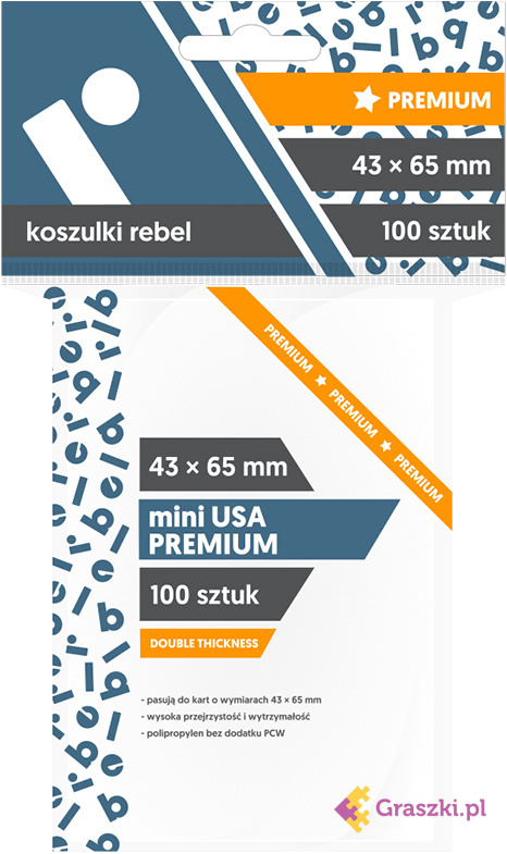 Koszulki na karty Rebel (43x65 mm) "Mini USA Premium", 100 sztuk Koszulki na karty Rebel (43x65 mm) "Mini USA Premium", 100 sztuk