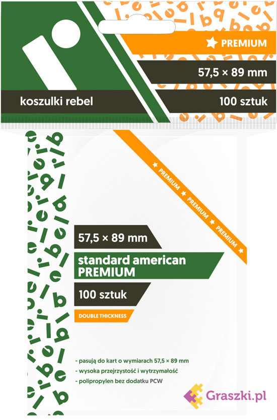 Koszulki na karty Rebel (57,5x89 mm) "Standard American Premium", 100 sztuk Koszulki na karty Rebel (57,5x89 mm) "Standard American Premium", 100 sztuk