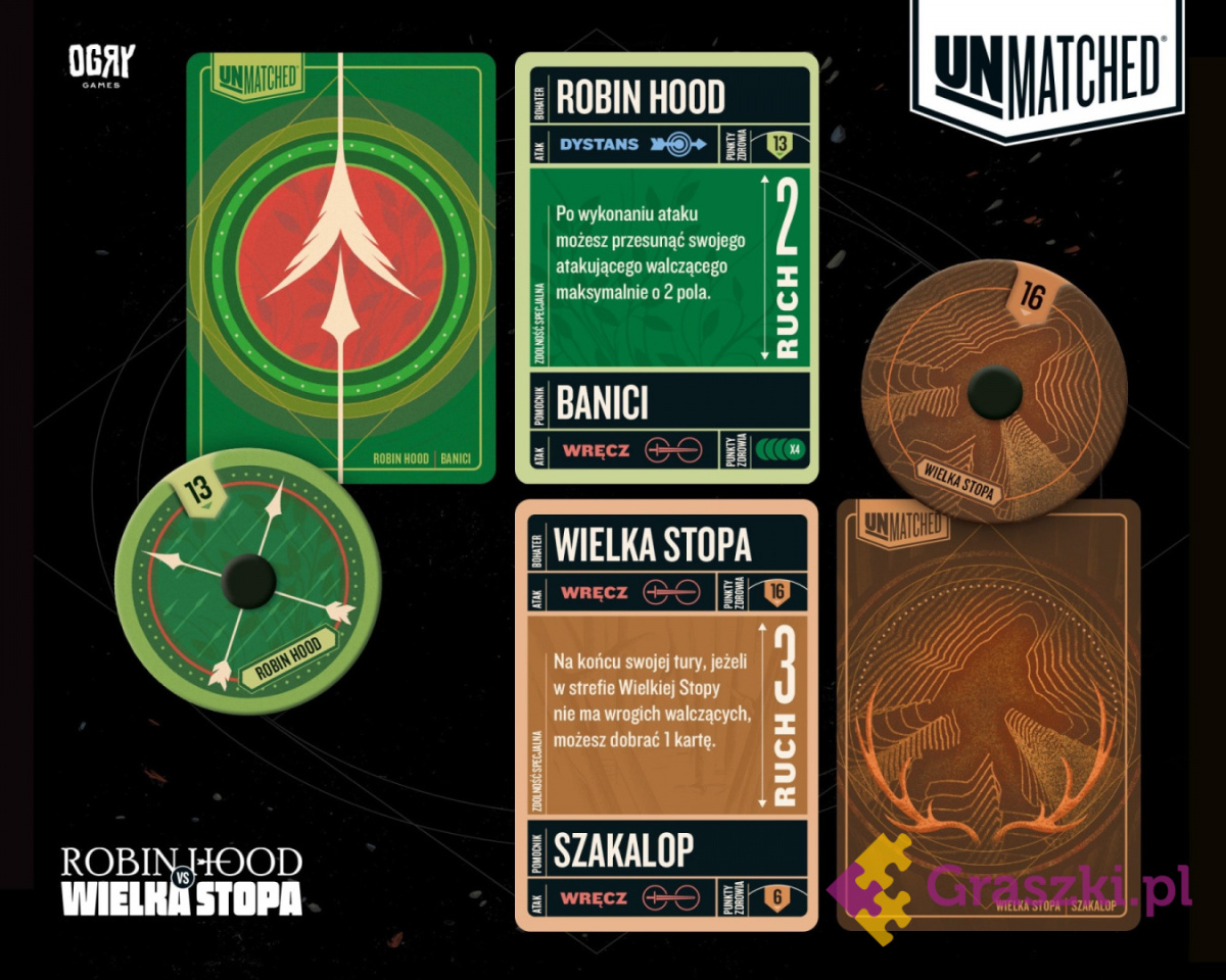 Unmatched Robin Hood vs Wielka Stopa karty Unmatched Robin Hood vs Wielka Stopa karty